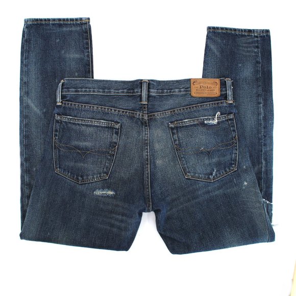 Polo Ralph Lauren Men's Blue Patch The Sullivan Slim Fit Distressed Jeans 32x30 - Picture 8 of 16